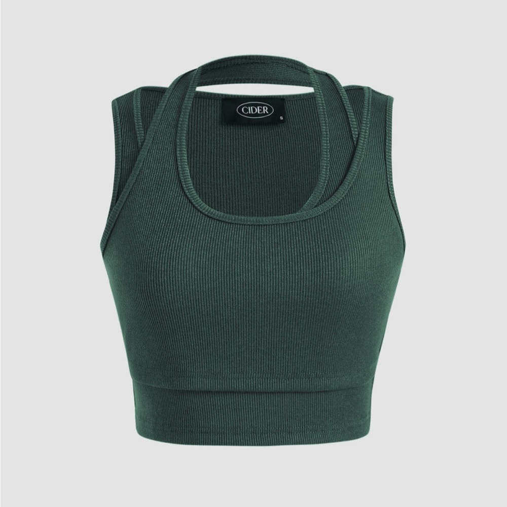Cider Women's Green Ribbed Crop Top